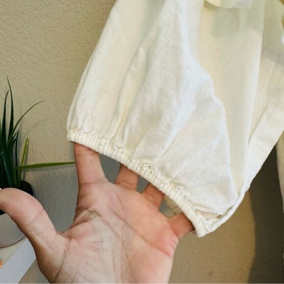 H&M Ivory Linen Off-Shoulder Mini Dress Size Small | Romantic - Picture 8 of 13
